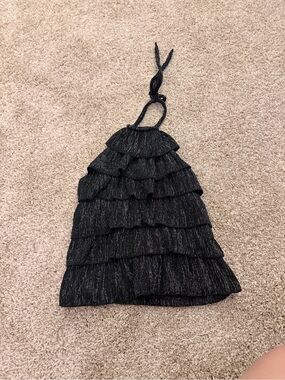 H&M Black Metallic Halter Ruffle Top